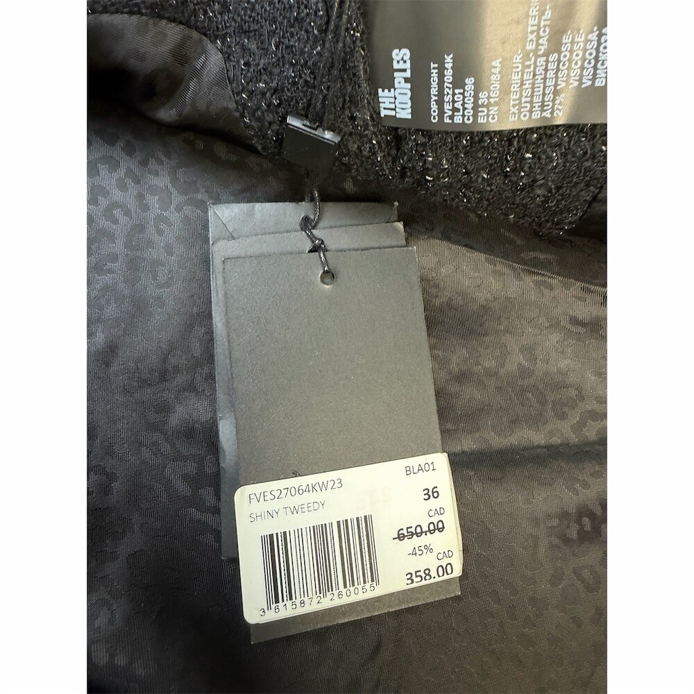 The Kooples Blazer Jacket Womens Small Black Structured Tailored Button 36/S - Picture 9 of 16